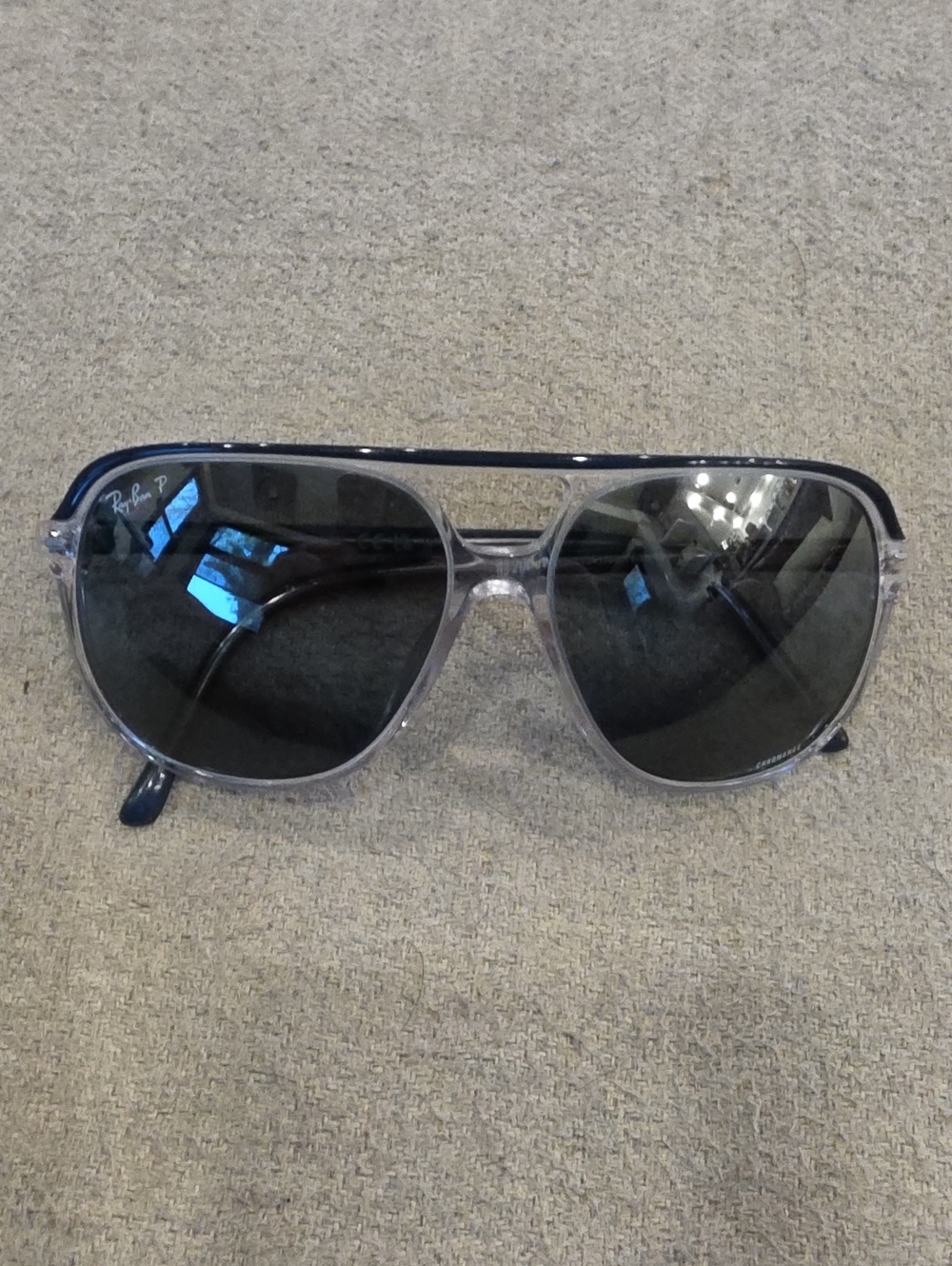 Ray-Ban Chromance Clear/Blue Frame Aviator Sunglasses with Gradient Lenses